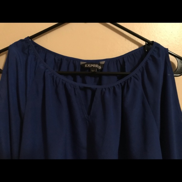 Express Royal Blue Cold Shoulder Top - Picture 4 of 6